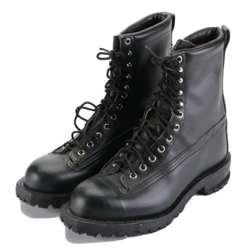Unbranded Men Boot Steel Toe Leather Work Vibram Rubber Sole Black 9J411506 8.5